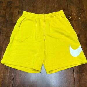 New Nike Shorts Mens Large Yellow Sportswear Club Fleece Big Swoosh BV2721-709